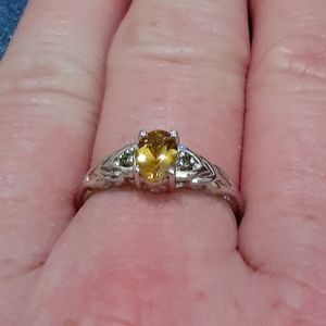 Brazilian Heliodor/Russian Diopside Ring